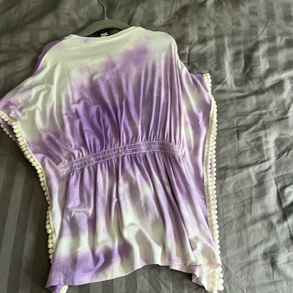 NWT PixieLane fringed coverup cinched waist tie dye purple 2/3t - Picture 2 of 2